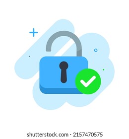 unlock, password correct, success login concept illustration flat design vector eps10. modern graphic element for landing page, empty state ui, infographic, icon