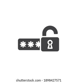 Unlock password vector icon. Lock with code filled flat sign for mobile concept and web design. Password access glyph icon. Symbol, logo illustration. Vector graphics