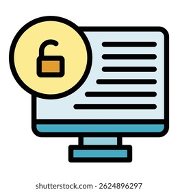 Desbloquea el Vector de contorno de iconos de PC. Código sms. Inicio de sesión Verificar color plano