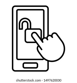 Unlock Phone Icon, Vector Illustration, Business Outline