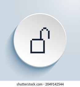 unlock pixel art icon design. Button style circle shape isolated on white background. Vector illustration
