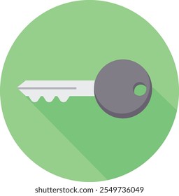 Desbloquea posibilidades con este icono de llave minimalista en un círculo verde suave, perfecto para proyectos de seguridad, acceso y bienes raíces. Un diseño limpio y moderno ideal para uso digital e impreso.