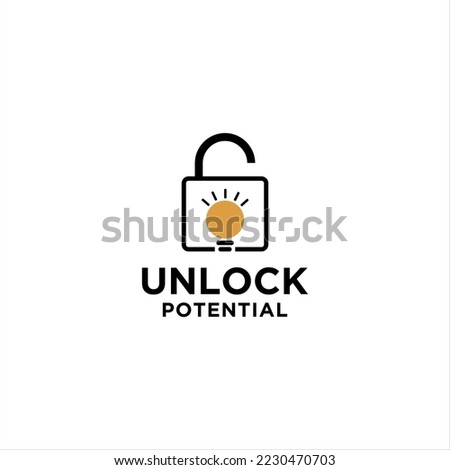 unlock potential human logo design.open padlock keyhole vector