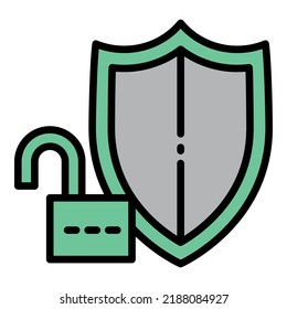 Unlock protection icon outline vector. Security fraud. Data internet
