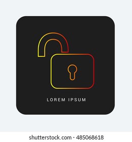 Unlock Red & Orange gradient attractive line thin icon / logo design