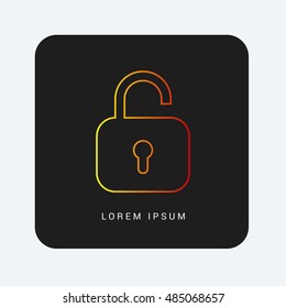 Unlock Red & Orange gradient attractive line thin icon / logo design