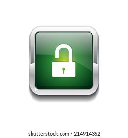 Unlock Rounded Rectangular Green Vector Web Button Icon