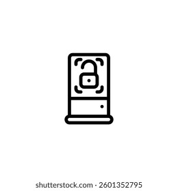 unlock safe-deposit box outline icon and illustration