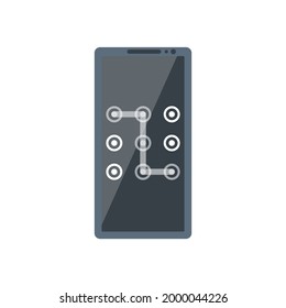 Unlock screen. Smartphone screen. Graphic pattern as a symbol of protection. Safety of phone, mobile protection. Vector illustration flat design.