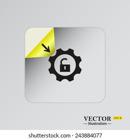 unlock settings , sticker  self-adhesive paper. Vector illustration EPS  8