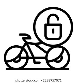 Unlock sharing bike icon outline vector. Public app. Share smart transport