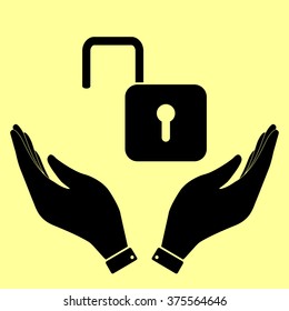 Unlock sign. Flat style icon vector illustration.