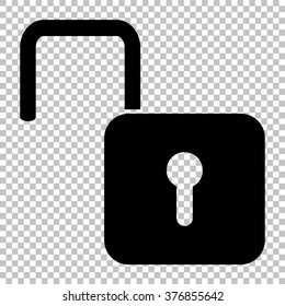 Unlock sign. Flat style icon on transparent background