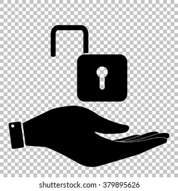 Unlock sign. Flat style icon vector illustration.