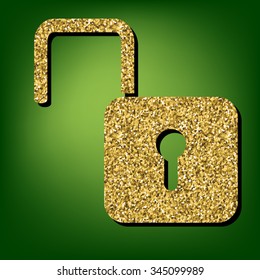 Unlock sign illustration. Golden icon