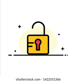 Unlock, Study, School  Business Flat Line Filled Icon Vector Banner Template