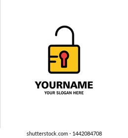 Unlock, Study, School Business Logo Template. Flat Color