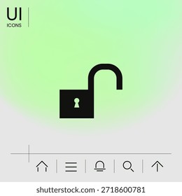 Unlock symbol icon, elements for your design