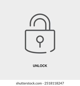 Desbloquee el icono o logotipo de línea fina. Símbolo o signo en el tema de gestión empresarial. Ilustración de línea de Vector.