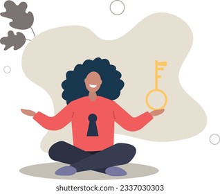 Unlock true potential, your ideal self to success in career or business, secret mind or skill to solve problem concept.flat vector illustration.