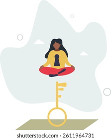 Unlock true potential, your ideal self to success in career or business, secret mind or skill to solve problem concept.flat character life .