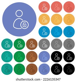 Desbloquee los iconos planos multicolor del esquema del usuario en fondos redondos. Se incluyeron variaciones de iconos blancos, claros y oscuros para efectos de movimiento y estado activo, y tonos extra.