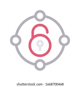 desbloquear icono de línea de color vectorial 
