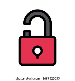 unlock vector flat color icon 
