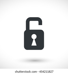 Unlock vector icon. Graphic symbol for your design, logo. Gray glyph on a white background. Isolated sign.