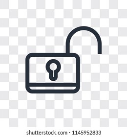 Unlock vector icon isolated on transparent background, Unlock logo concept