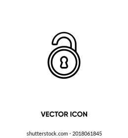 Desbloquear icono vector. Ilustración vectorial plana moderna y simple para sitio web o aplicación móvil.Símbolo de bloqueo, ilustración de logotipo. Gráficos vectoriales perfectos para píxeles	