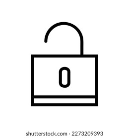 Desbloquear icono vector, estilo de esquema, aislado en fondo blanco.
