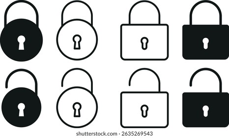 Unlock vector line Icon. Security Unlock Line Icon Design.	