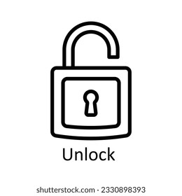 Desbloquear ilustración de diseño de iconos de contorno del vector. Símbolo de interfaz de usuario en fondo blanco archivo EPS 10