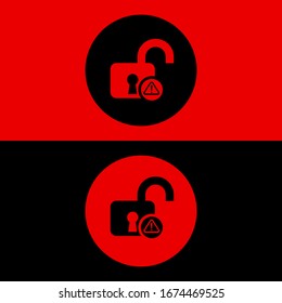 unlock warning icon, Warning Unlock Icon.