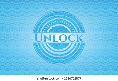 Unlock water representation badge. Vector Illustration. Detailed.