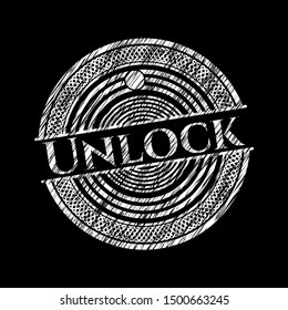 Unlock written on a blackboard. Vector Illustration. Detailed.