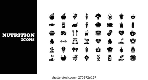 Libere o potencial do seu projeto com estes ícones elegantes de nutrição e bem-estar. Visualize escolhas saudáveis, metas de fitness e vida equilibrada sem esforço.