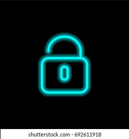 Unlocked blue glowing neon ui ux icon. Glowing sign logo vector