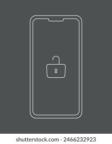 Unlocked Cell Phone Fine Line. Technical Assistance Icon. White Line Silhouette Vector.