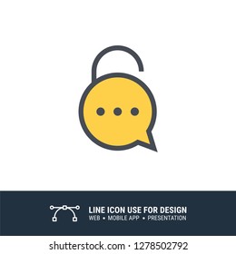 unlocked chat message icon vector illustration