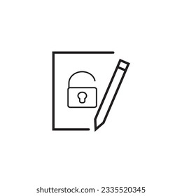 unlocked file icon editable stroke, sign, symbol outline line button isolated on white