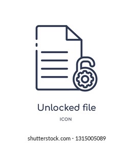 unlocked file icon from security outline collection. Thin line unlocked file icon isolated on white background.