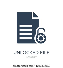 unlocked file icon vector on white background, unlocked file trendy filled icons from Security collection, unlocked file vector illustration