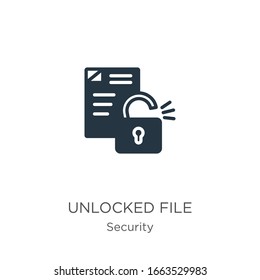 Unlocked file icon vector. Trendy flat unlocked file icon from security collection isolated on white background. Vector illustration can be used for web and mobile graphic design, logo, eps10