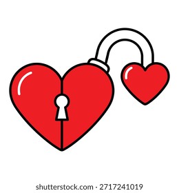 Vector de icono de bloqueo de corazón desbloqueado. Diseño de Keyhole del amor.