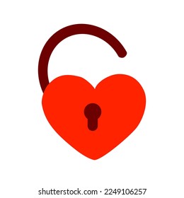 Unlocked heart shaped lock, design element for Valentines Day, vector
