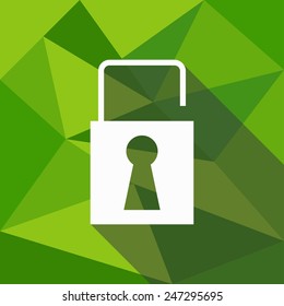 Unlocked icon. Flat design style modern vector illustration. Isolated on stylish color background. Flat long shadow icon. Elements in flat design. Geometric background