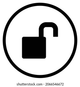 Icono desbloqueado. Estilo plano Forma de círculo aislada en fondo blanco. Ilustración del vector