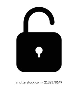 Unlocked icon, full black. Suitable for content design, poster, banner, or video editing needs